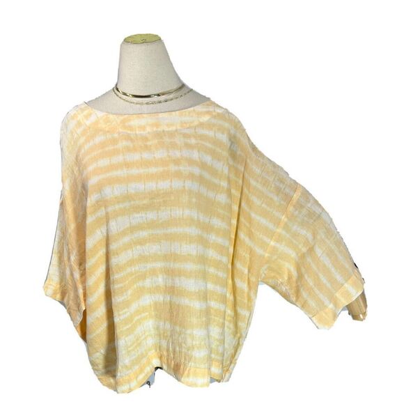J. Jill Pure Jill Boxy 100% Linen Top Large Tie Dye Shibori Kimono - Picture 13 of 14
